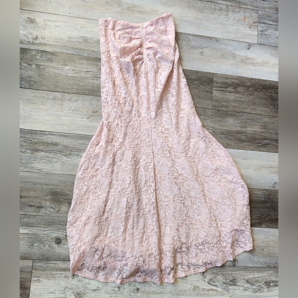 Sequin Hearts Blush Pink Glitter Lace Runched Back Floor Length Mermaid Skirt